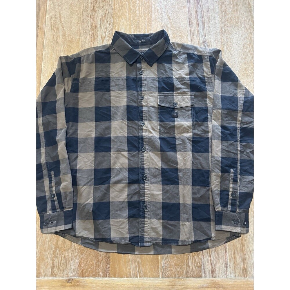 Smith + Rogue Three Six Five Shirt Mens XL Brown Black Plaid Button Up Work